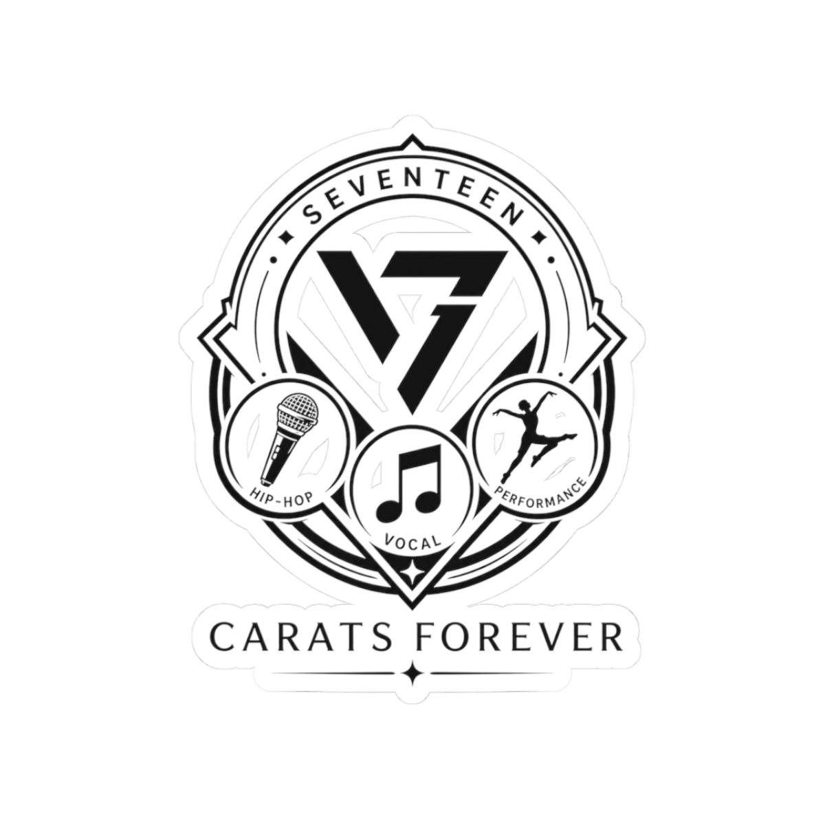 Seventeen " and " Sticker - alternate angle 1, merchandise